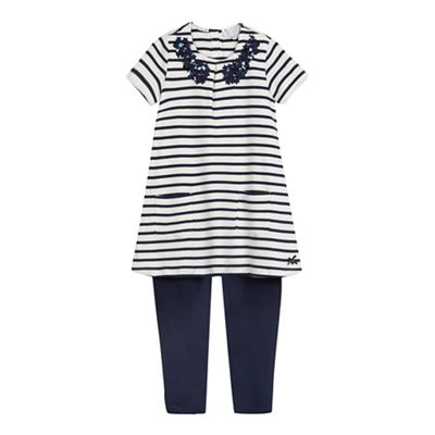 Girls' blue stripe sequin top and matching leggings